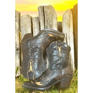 Ariat‎  Rare Dahlia Floral  Western Boot brown leather 6.5 cowgirl rodeo cowboy